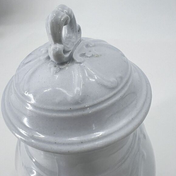 Antique Victorian White Ironstone China Teapot Cottage Farmhouse Decor - Picture 6 of 14